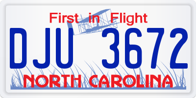 NC license plate DJU3672