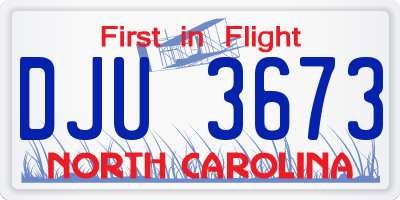 NC license plate DJU3673