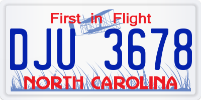 NC license plate DJU3678