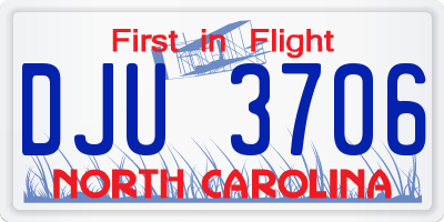 NC license plate DJU3706