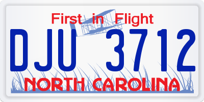 NC license plate DJU3712