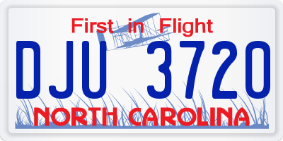 NC license plate DJU3720