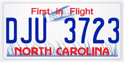 NC license plate DJU3723