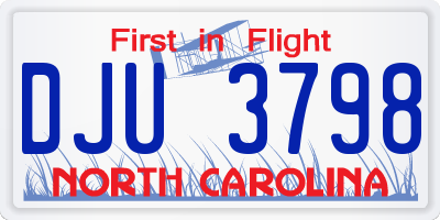 NC license plate DJU3798