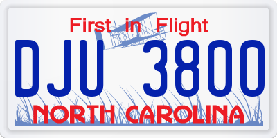 NC license plate DJU3800