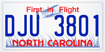NC license plate DJU3801