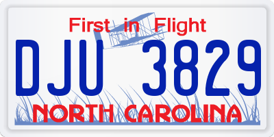 NC license plate DJU3829