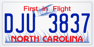 NC license plate DJU3837