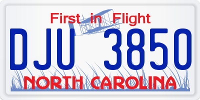 NC license plate DJU3850