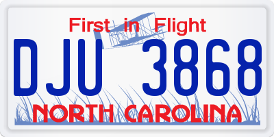 NC license plate DJU3868