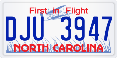 NC license plate DJU3947