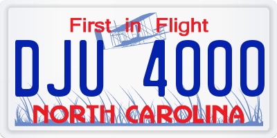 NC license plate DJU4000