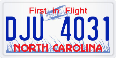 NC license plate DJU4031