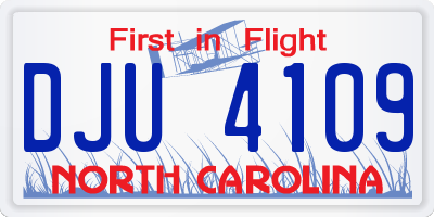 NC license plate DJU4109