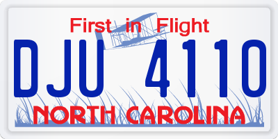 NC license plate DJU4110