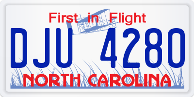 NC license plate DJU4280