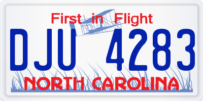 NC license plate DJU4283