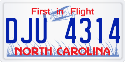 NC license plate DJU4314