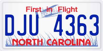 NC license plate DJU4363