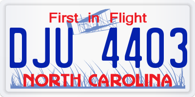 NC license plate DJU4403