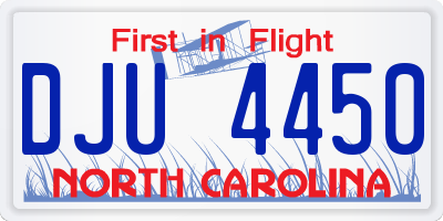 NC license plate DJU4450