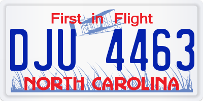 NC license plate DJU4463