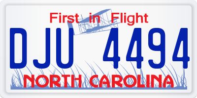 NC license plate DJU4494