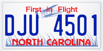 NC license plate DJU4501