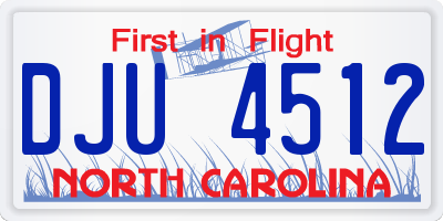 NC license plate DJU4512