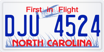 NC license plate DJU4524