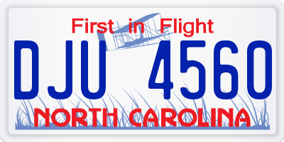 NC license plate DJU4560