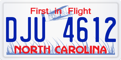 NC license plate DJU4612