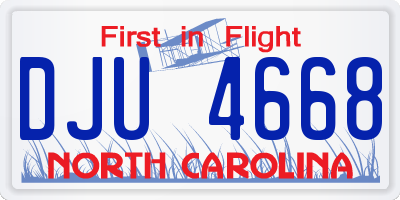 NC license plate DJU4668