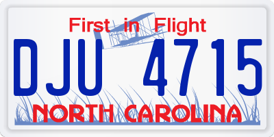 NC license plate DJU4715