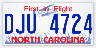 NC license plate DJU4724