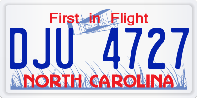 NC license plate DJU4727