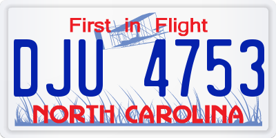 NC license plate DJU4753