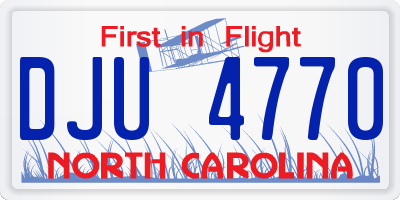 NC license plate DJU4770