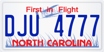 NC license plate DJU4777