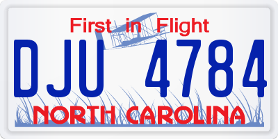 NC license plate DJU4784