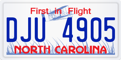 NC license plate DJU4905