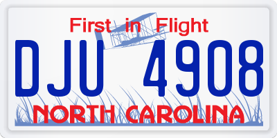NC license plate DJU4908