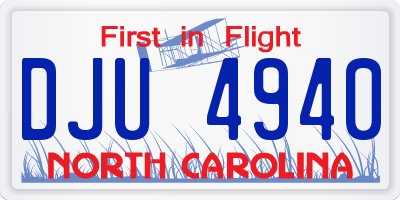 NC license plate DJU4940