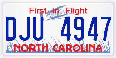 NC license plate DJU4947