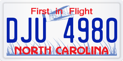 NC license plate DJU4980