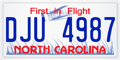 NC license plate DJU4987