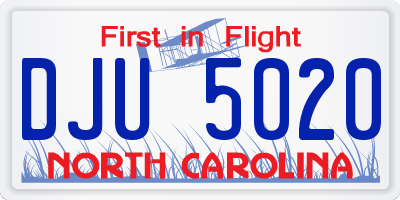 NC license plate DJU5020