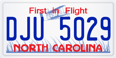 NC license plate DJU5029