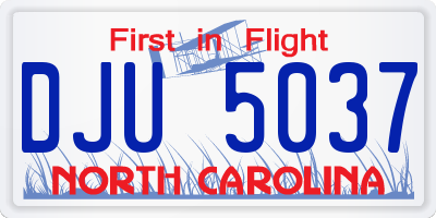 NC license plate DJU5037