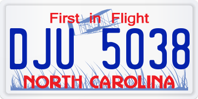 NC license plate DJU5038